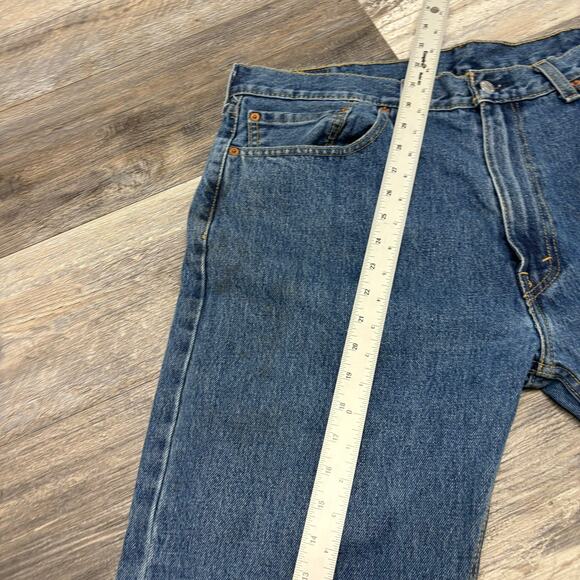 Levis 505 Mid Wash Blue Mens 38x32 Regular Fit Straight Leg Denim Jeans Red Tab - Picture 5 of 14